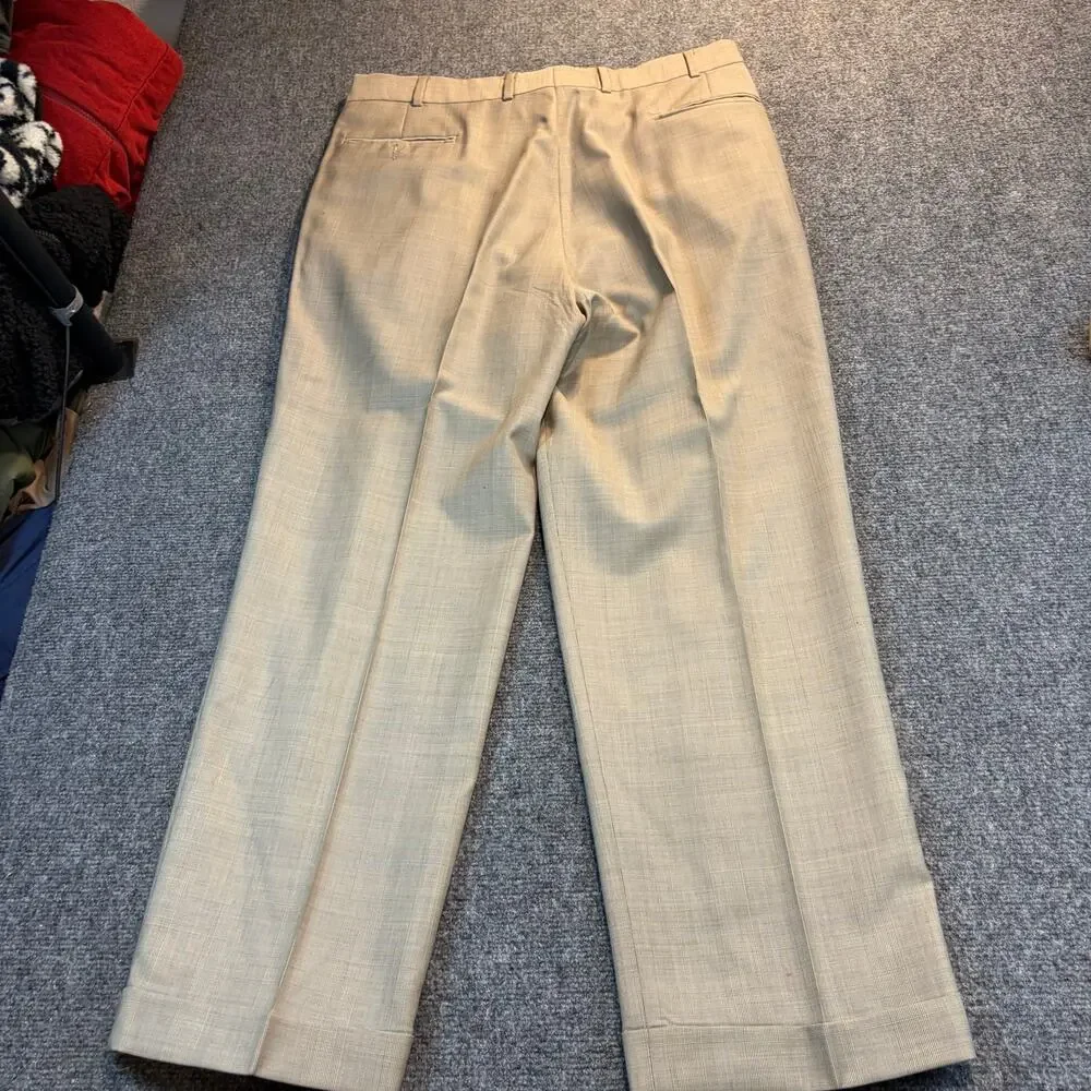 Vintage Brooks Brothers Tan Plaid Wool Suit Mens 42R 2 Piece Set Blazer Pants